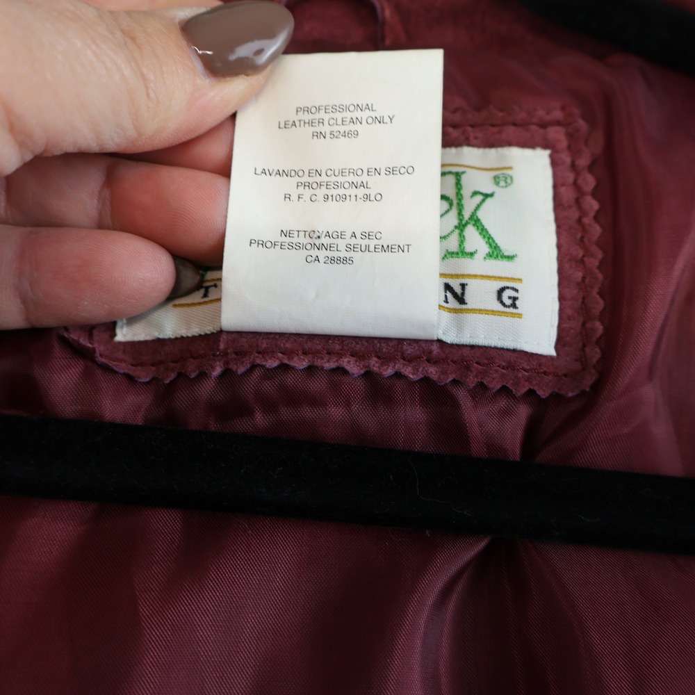 Ash Creek Trading Mens 2X Leather Bomber Jacket Burgundy Suede Western Zip Front - Picture 5 of 7